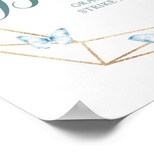 ボホダスティブルーバタフライ誕生日フォトブース ポスター (角)