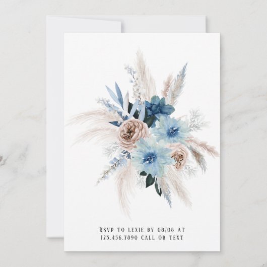 ボホダスティブルーピンクピーニーリハーサルディナー 招待状 (裏面)