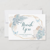 ボホダスティブルーフラッタオンオーバーバタフライ誕生日 サンキューカード (正面)