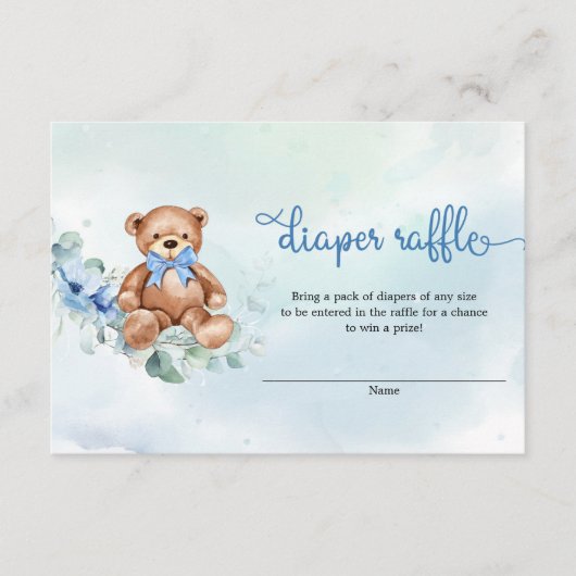 ボホダスティブルーフローラテディベアおむつラッフル エンクロージャーカード (正面)