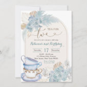 ボホダスティブルーフローラ茶のための2誕生日 招待状 (正面)