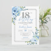 ボホダスティブルーフローラ銀幾何学誕生日 招待状 (スタンド正面)