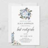 ボホダスティブルーベージュフラワーズバルミツワー 招待状 (正面)