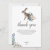 ボホダスティブルーベージュフラワーベビーシャワー サンキューカード (正面)