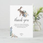 ボホダスティブルーベージュフラワーベビーシャワー サンキューカード (スタンド正面)