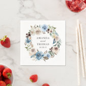 ボホダスティブルーベージュフローラリース結婚ズ スタンダードカクテルナプキン (インサイチュ)
