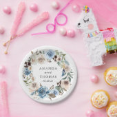 ボホダスティブルーベージュフローラリース結婚ズ ペーパープレート (パーティー)