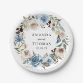 ボホダスティブルーベージュフローラリース結婚ズ ペーパープレート (正面)