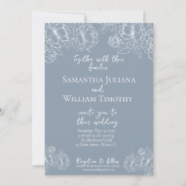 ボホダスティブルーボタニカルモダンフローラ結婚ズ 招待状