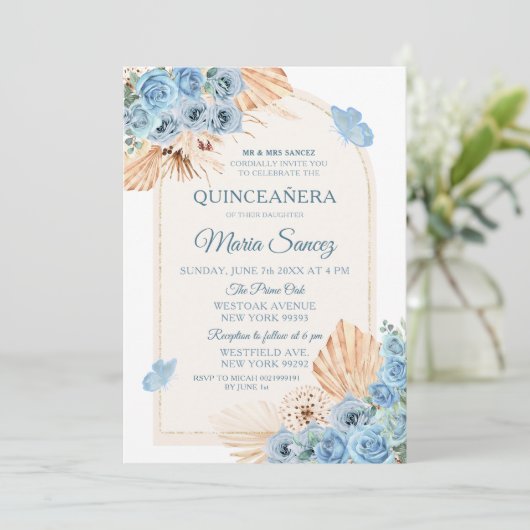 ボホダスティブルーメキシコガールキンセアニラ 招待状 (スタンド正面)