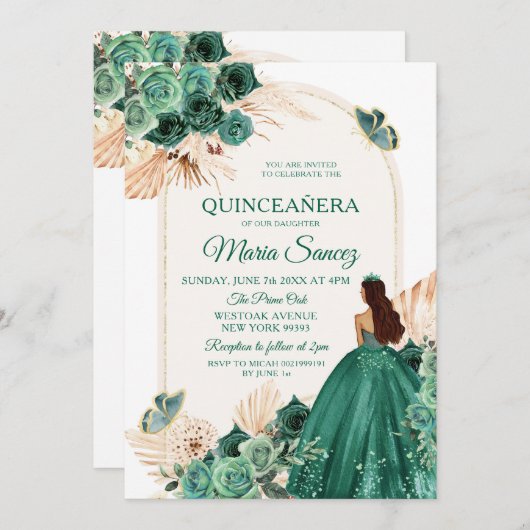 ボホダスティブルーメキシコフローラクインセアニベントート 招待状 (正面/裏面)