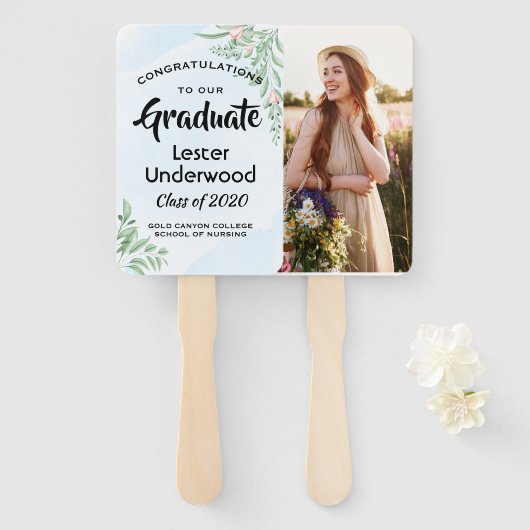 ボホダスティブルーユーカリ卒業 ハンドファン (正面&裏面)