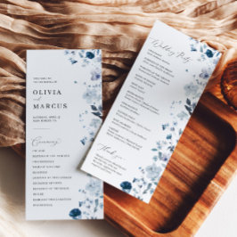 ボホダスティブルーワイルドフラワーエレガントな結婚式プログラム プログラム