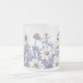ボホダスティブルーワイルドフラワーズサイストルズデイジー フロストグラスマグカップ (中央)