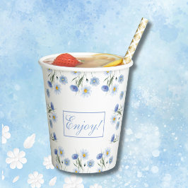 ボホダスティブルーワイルドフラワーベビーシャワー 紙コップ