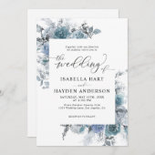 ボホダスティブルー石板パステルパンパ結婚ス 招待状 (正面/裏面)