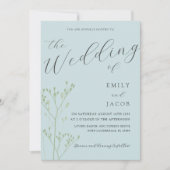ボホダスティブルー&グリーンボタニカル結婚ズ 招待状 (正面)