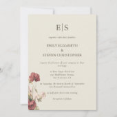 ボホダスティモノグラムのバラ結婚ズ 招待状 (正面)