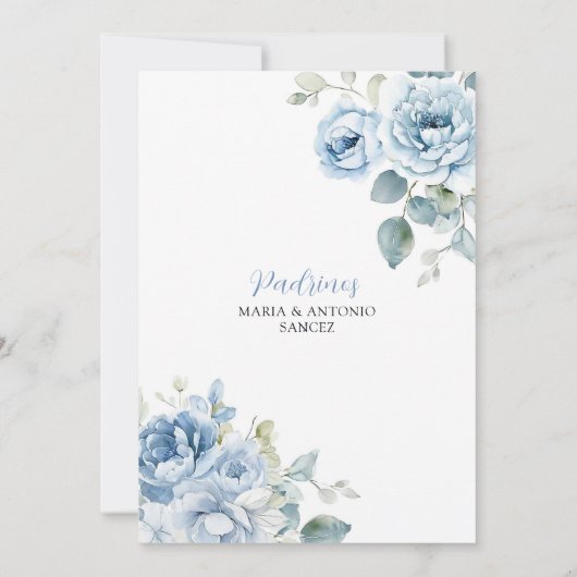 ボホダスティーブルーフローラボーイバプテスマ招待状 招待状 (裏面)