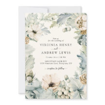 ボホダスティーブルー結婚式招待状