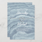 ボホダスティーモダンブルー結婚式招待状 招待状 (正面/裏面)