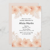 ボホダスティ赤面フラワーパームリーフ誕生日 招待状 (正面/裏面)
