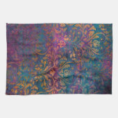 ボホダマスクエレガントパープルブルー金ゴールド キッチンタオル (横)