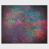 ボホダマスクエレガントパープルブルー金ゴールド ラッピングペーパー (フラット)