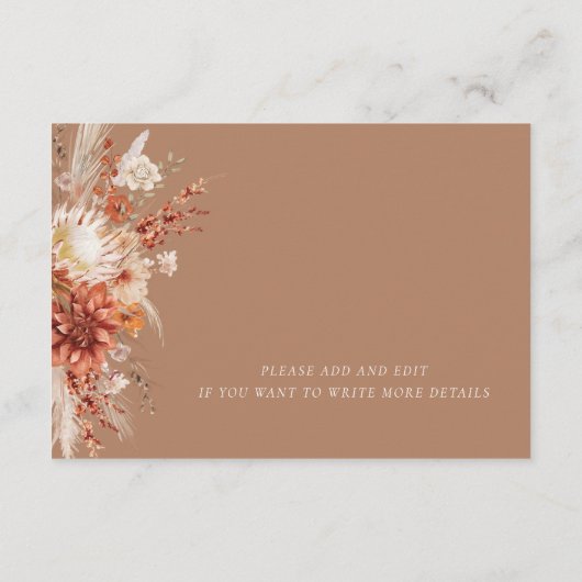 ボホダリアワイルドフラワーエレガントウェディング詳細 エンクロージャーカード (裏面)