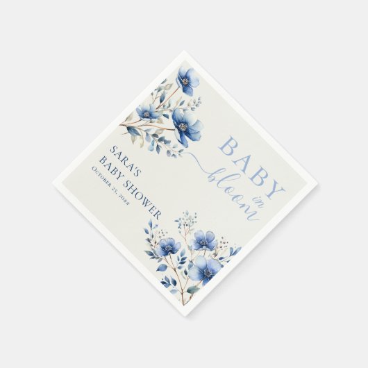 ボホダークと埃っぽい青いワイルドフラワーベビーシャワー スタンダードカクテルナプキン (角)