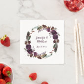 ボホダークパープルとバターラムバラ緑 スタンダードカクテルナプキン (インサイチュ)