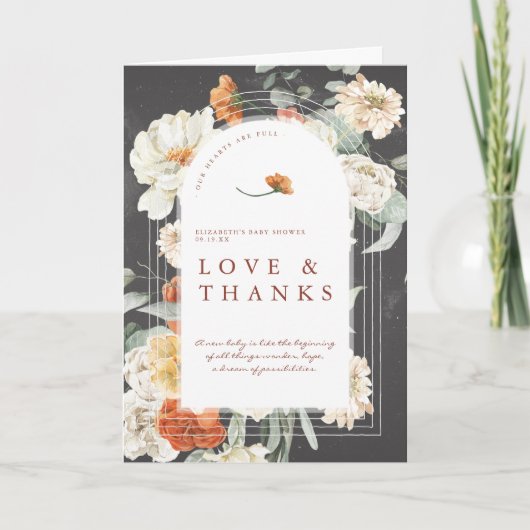 ボホダークフローラ緑 |赤ちゃんシャワーありがとう サンキューカード (正面)