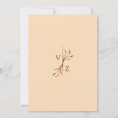 ボホダークミニマルテラコッタリーフモノグラム結婚ズ 招待状 (裏面)