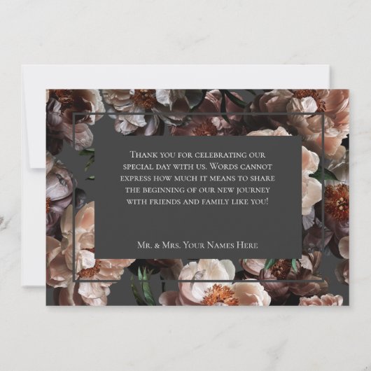 ボホダーク牡丹モダンの結婚花 サンキューカード (裏面)