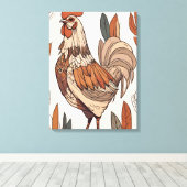 ボホチキンリーフ植物芸術スタイル モダン キャンバスプリント (インサイチュ (ウッドフロア))