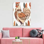 ボホチキンリーフ植物芸術スタイル モダン キャンバスプリント (インサイチュ (リビング))