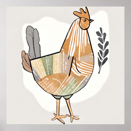 ボホチキンリーフ植物芸術スタイル モダン ポスター (正面)