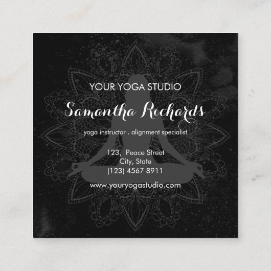 ボホチックマンダラトレンディーセナラ白黒 スクエア名刺 (裏面)