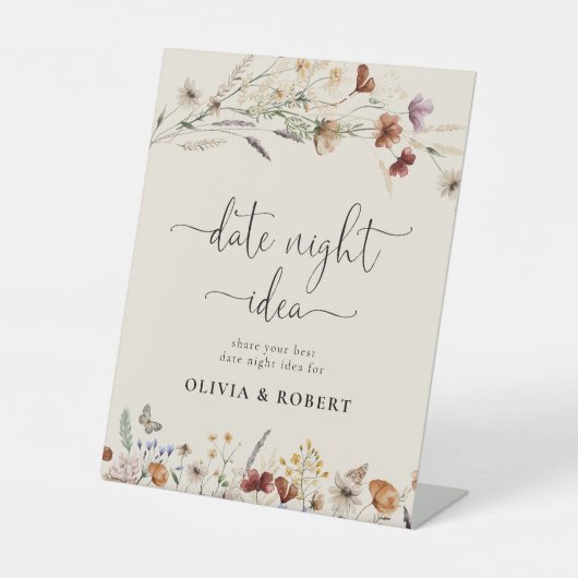 ボホチニーワイルドフラワーデイトナイトアイディア標識 台座サイン (正面)