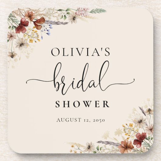 ボホチニーワイルドフラワーブライダルシャワー コースター (正面)