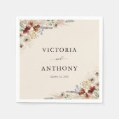 ボホチニー結婚ワイルドフラワーのナプキン スタンダードカクテルナプキン (正面)