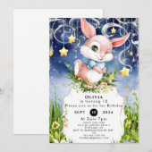 ボホチルドレンズバニー誕生日 招待状 (正面/裏面)