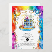 ボホチルドレン科学科学者誕生日 招待状 (正面/裏面)