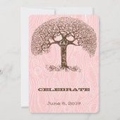 ボホツリークラボリンピンクウッド木目結婚式の招待 招待状 (裏面)