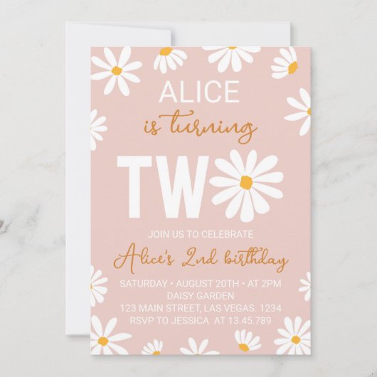 ボホツーグルービーデイジー2nd誕生日招待状 招待状 (正面)