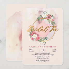 ボホティーポット |ピンクローズリースブライダルティーシャワー 招待状