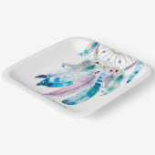 ボホティール(緑がかった色)とパープルドリームキャッチャー赤ちゃんシャワー ペーパープレート (傾斜あり)