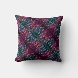 ボホティール（緑がかった色）アンドブルガンディピーコック万華鏡のように千変万化するパターン クッション