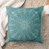 ボホティール（緑がかった色）ウォーターカラーマンダラホームデコール クッション (ブランケット)