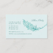 ボホティール(緑がかった色)ウォーター色フローラ羽毛クレストリース 名刺 (裏面)